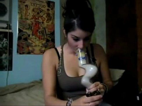 Gamer girl smokes blunt