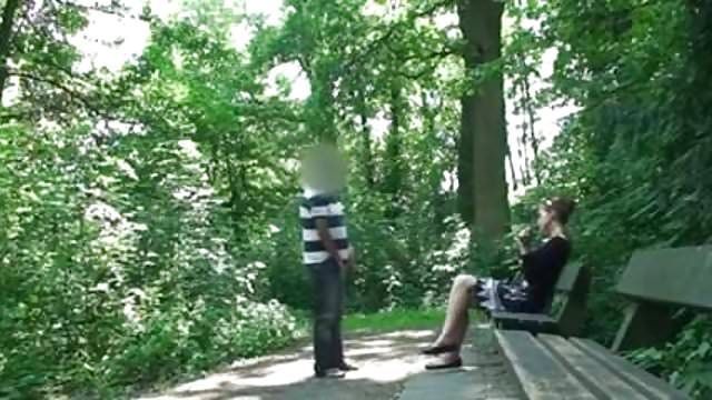 Outdoor public flashing blowjob forest
