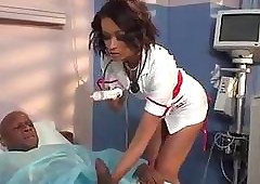 Sexy black nurse sucks fucks