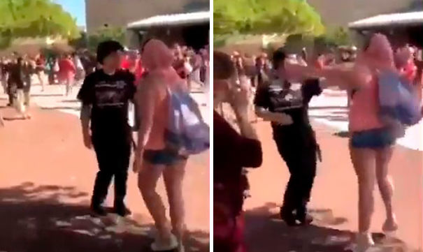 Teacher breaks girly fight them
