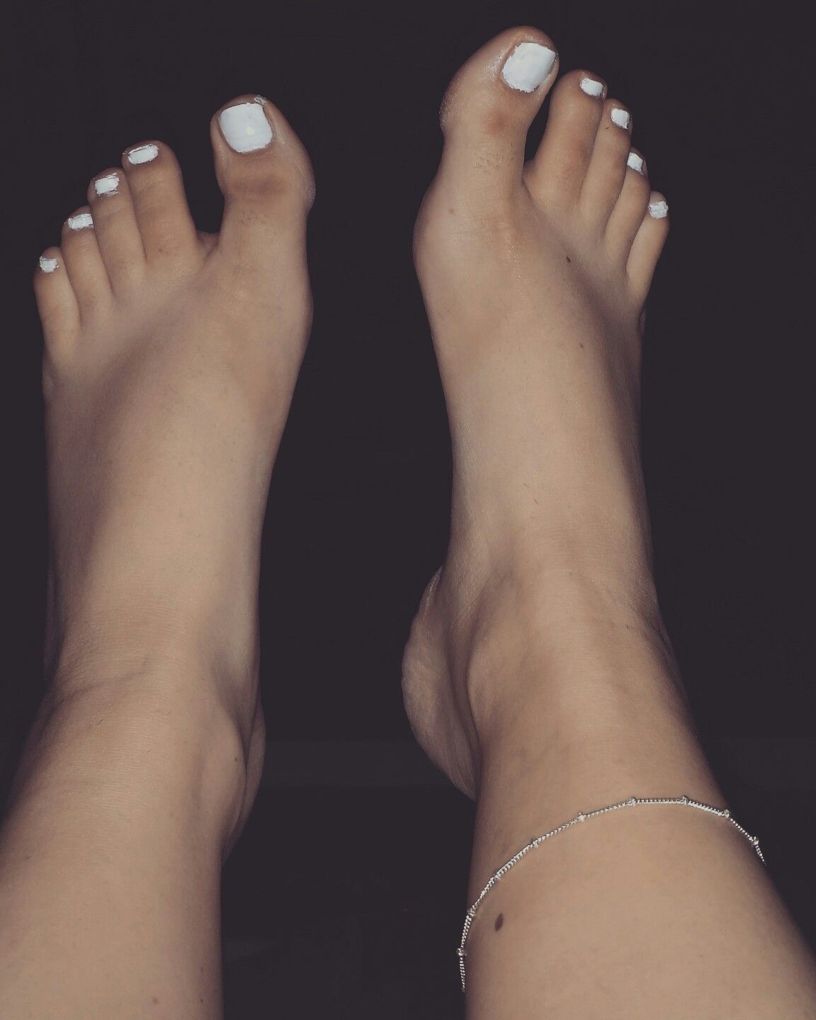 Chipped polish foot fetish