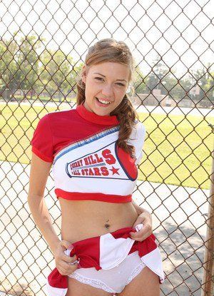 Cheerleader redhead topless
