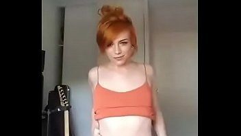 Busty redhead twerking on webcam